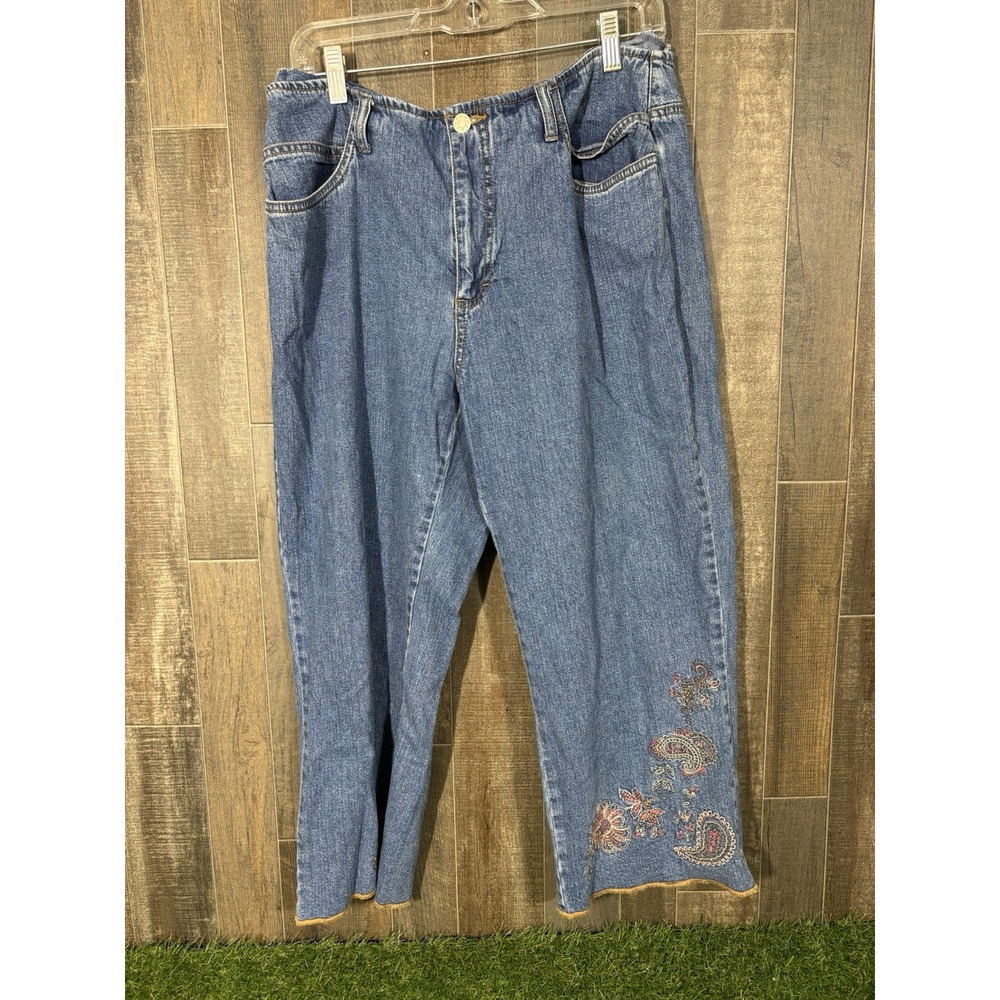 French Cuff Women's Jeans Size 14 Blue Denim Carpenter Utility Workwear Pants